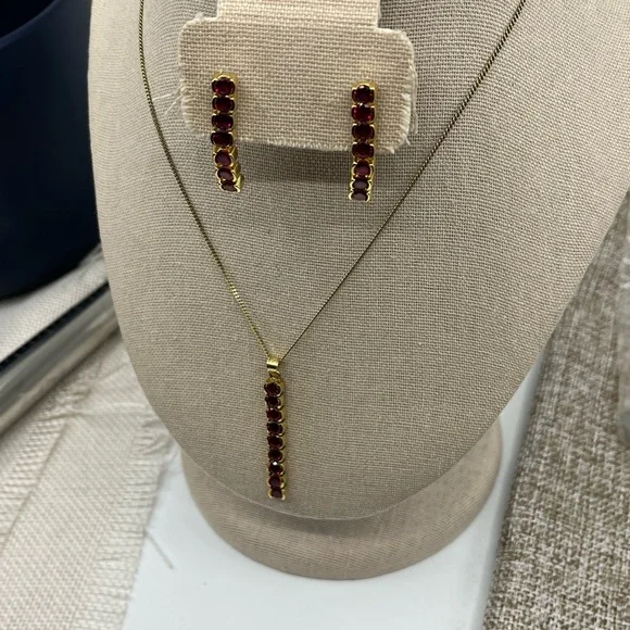 Vintage Technibond Classic 18K Gold Bonded 925 Necklace & Earring Set - Picture 4 of 17